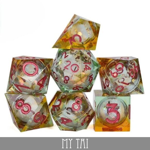 DND Dice Set - My Tai - 7 RARE Handmade Resin Dice - RPG Tabletop Gaming - Picture 2 of 4